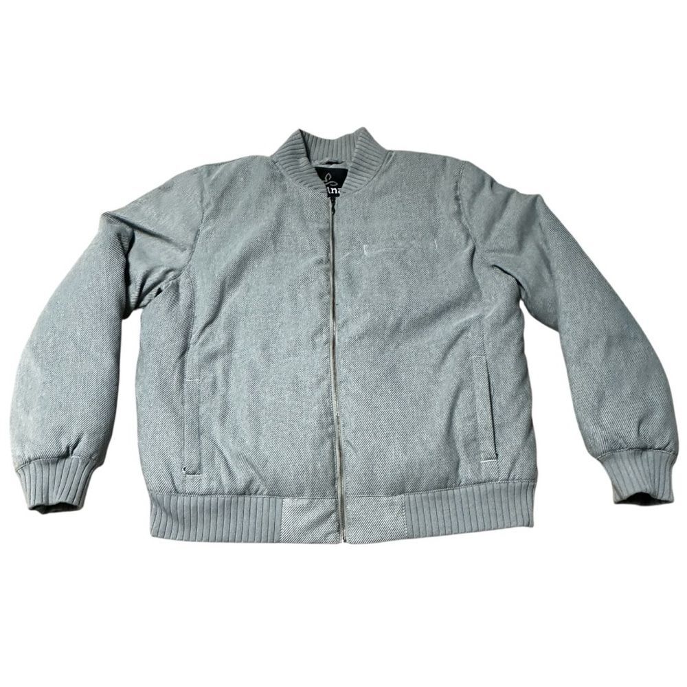 prAna Womens XL Showdown Bomber Jacket Gray Quilted Down Insulated Full Zip